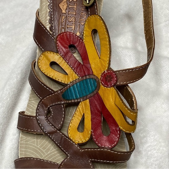 L'Artiste by Spring Step Ronella Multi Strap Leather Wedge Sandals - Picture 10 of 16
